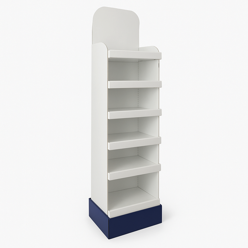 Blue and White Six-Shelf Display